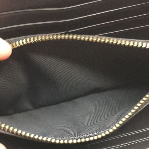 Coach Baseball Stitch Accordion Zip Wallet Black Smooth Calf Leather Unisex - Picture 15 of 16